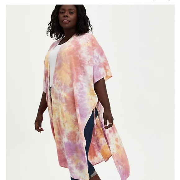 Torrid Pink Tie Dye Longline Ruana Plus‎ Size OS - Picture 1 of 4